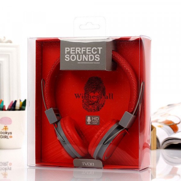 Wholesale Perfect Sound Stereo Headphone with Mic (Red Gray)